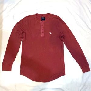 Abercrombie thermal style shirt quarter button-down men's medium, dusty mauve